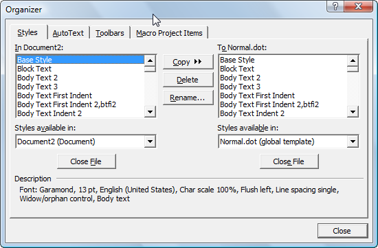 Delete Template Microsoft Word 2003