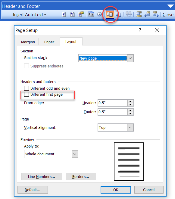 microsoft word for mac different page numbers for different sections