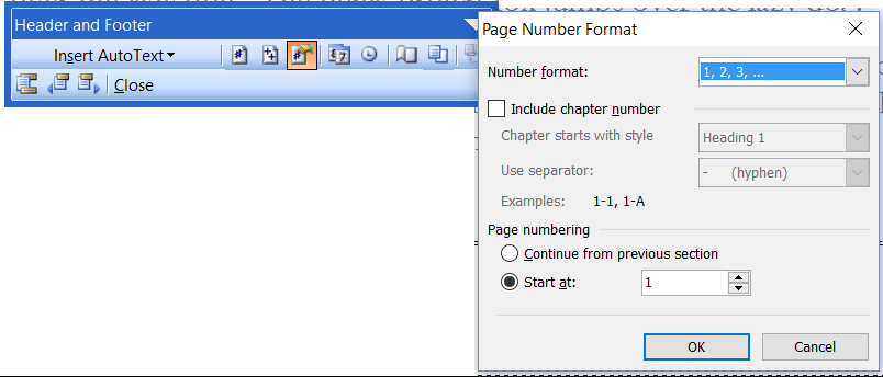 word page 1 of x sections