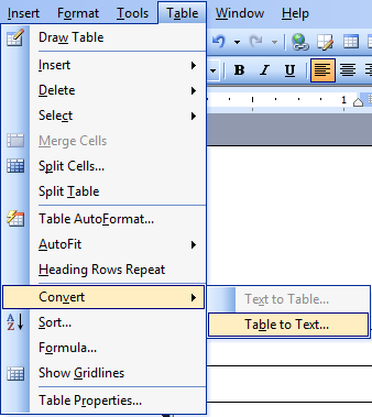 Converting a Table to Text in Microsoft Word - Word Help
