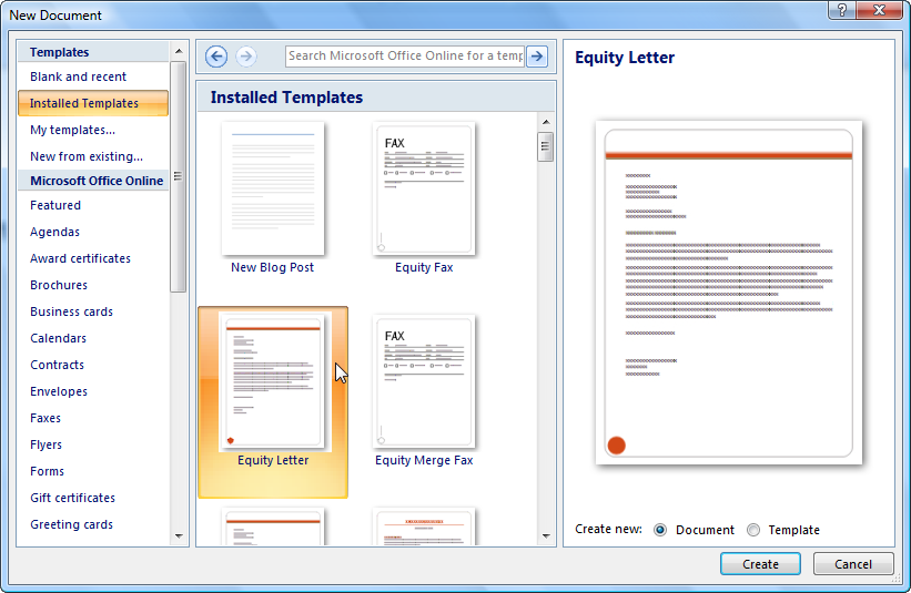 how to change the template for microsoft word 2007