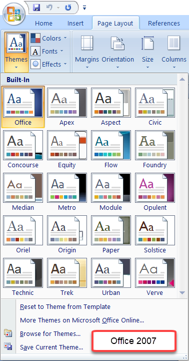 does the mac have all the themes for ms word