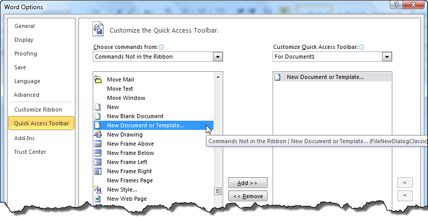 how to change word settings for new document