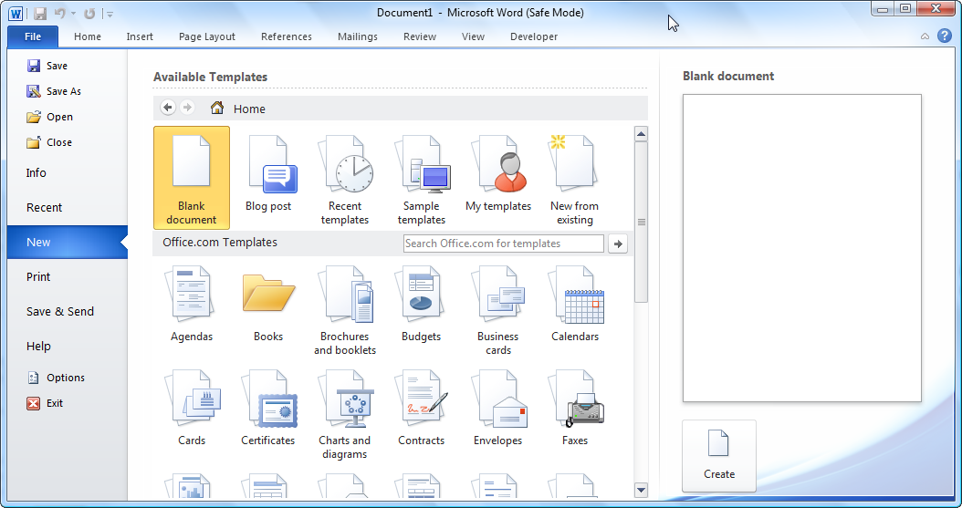 word 2016 template location win 10