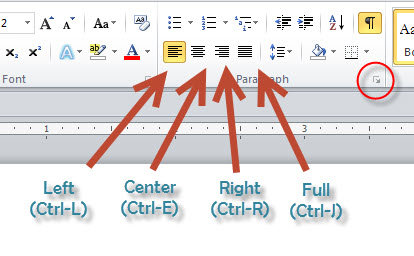 how to center text in word shortcut