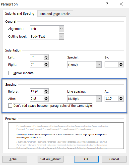 put double space between numbered paragrapghs in word 2016 for mac