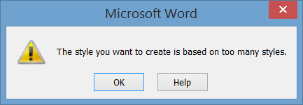 Error: the style you want to create is based on too many styles.