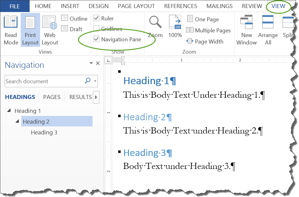 using navigation pane in word how do i promote and demote