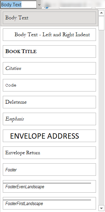 word formatting marks legend