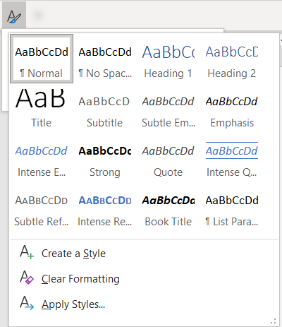 open styles pane word for mac 2013