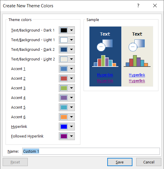 embedding color theme in word for mac