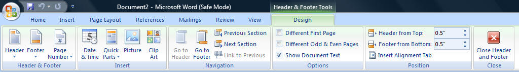 Word 2007 Word 2010 Headers Footers Sections
