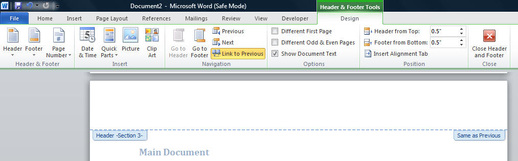 microsoft word make header appear only on first page word for mac 2011