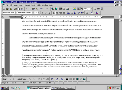 ms word endnote footnote layout