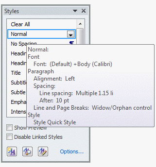 how to open style pane in word 2013