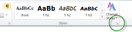Styles Group Microsoft Word 2010