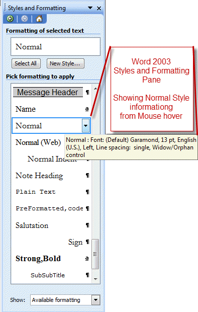 keystroke to open styles pane word 2013