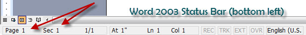Word 2003 Status Bar - Sections Help