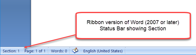 Sections Status Bar Microsoft Word Help