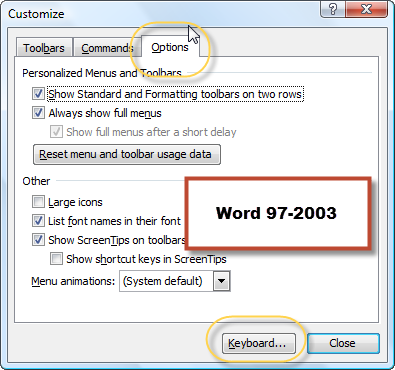 shortcut key for shrink to fit in word 2003