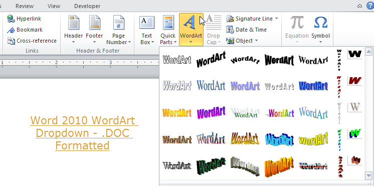 how to add word art on word