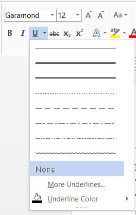 microsoft word underline across page