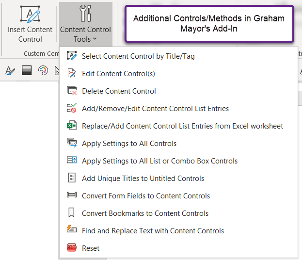 word rich text content control size