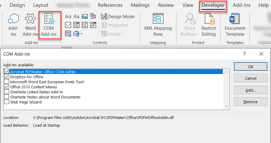 word for mac 2011 how to add developer tab