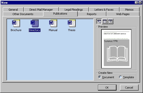The File New Dialog Box