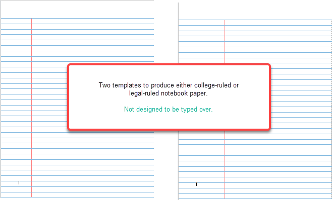 Ruled Notebook Paper Templates for Microsoft Word.