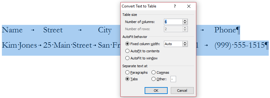 Converting a Table to Text in Microsoft Word - Word Help