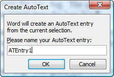 AutoText create Word 2003