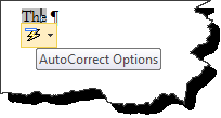 Lightning bolt in Microsoft Word shows that an AutoCorrect has been done.