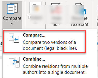 Compare Documents using the legal blackline method Word help