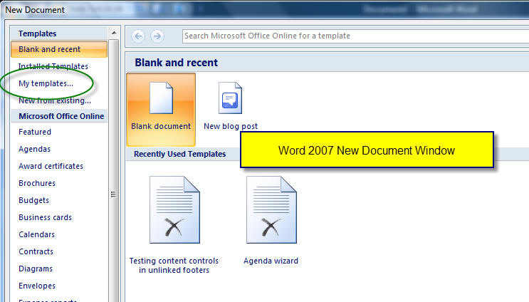 how to setup microsoft word templates 2007