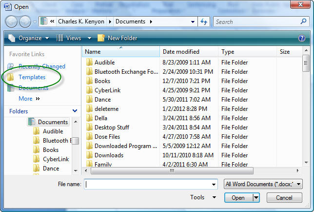 File Open Templates Word 2010 2007