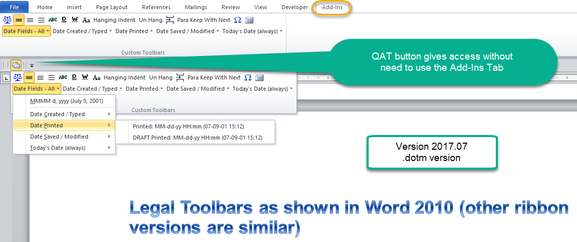 download legal toolbars add-in free help Word