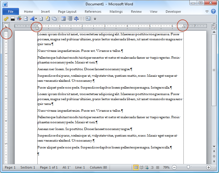 how to show up margins in word