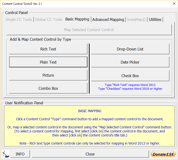 microsoft word content data control