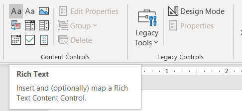 microsoft word have dependent content controls