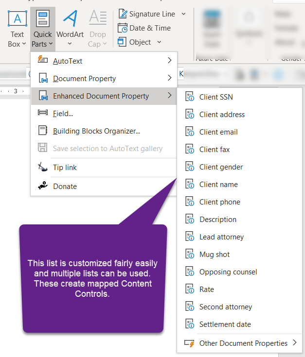 microsoft word have dependent content controls