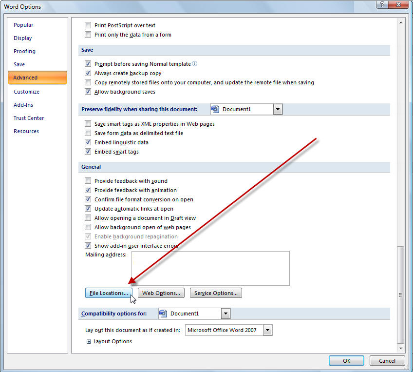 where are the templates located in microsoft word 2007